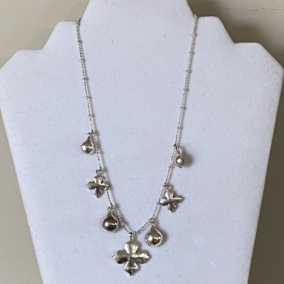 Pilgrim Danish designed red crystal enamel flowers silver plated necklace. Used - Picture 8 of 10